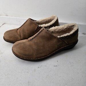 UGG Women’s Size 11 Bettey Brown Leather Sheepskin Slip-On Loafer Shoes
